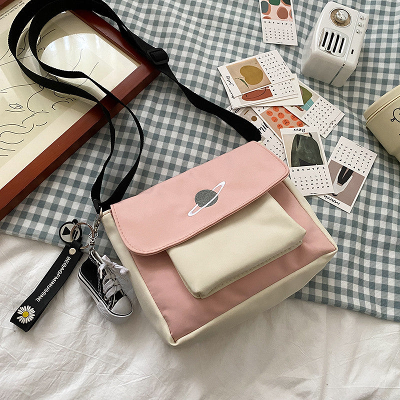 Canvas Handbag Mini Student Bag Simple Crossbody Bags Casual Lady Flap Shoulder Bag