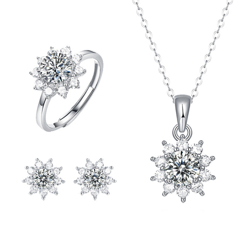 925 Silver Ring Holder Jewelry Ornament First Snow Series Goddess Necklace Suit