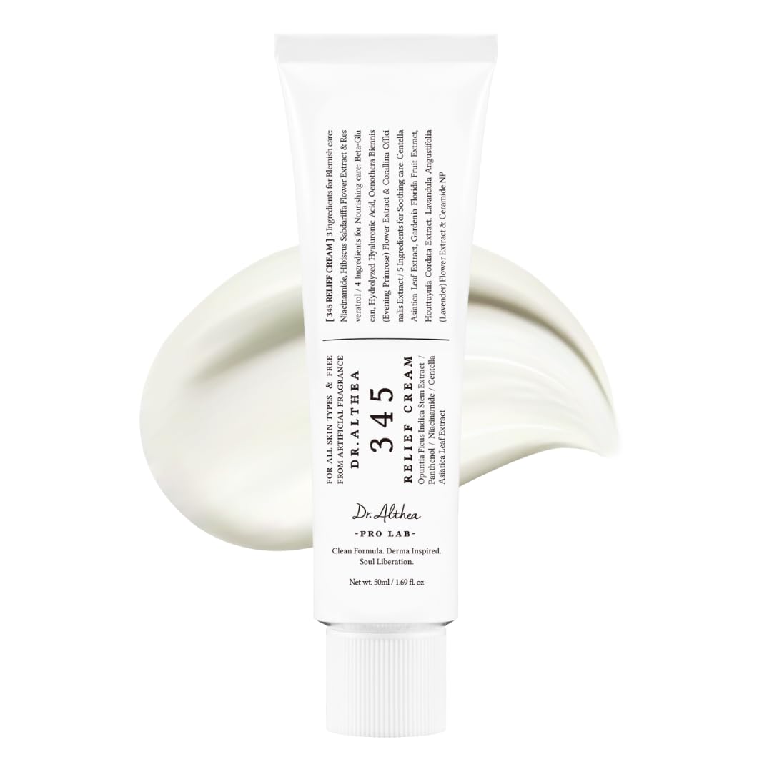 Dr.Althea 345 Relief Cream | Daily Face Moisturizer for Soothing Recovery and Blemish Care with PDRN & Niacinamide | Korean Vegan Skin Care for All Skin Types, 1.69 Fl Oz (Ver.2 - Pack of 1)