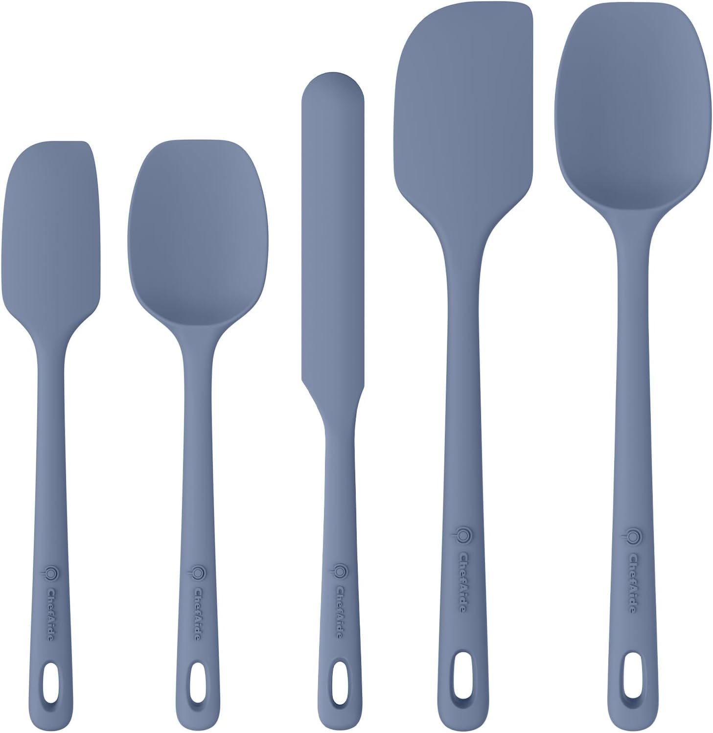 5 Pieces Silicone Spatula Set, Food Grade Rubber Spatula, Upgrade Strong Handle with Ergonomic Grip, Heat Resistant Up to 600°F for Nonstick Cookware, Cooking