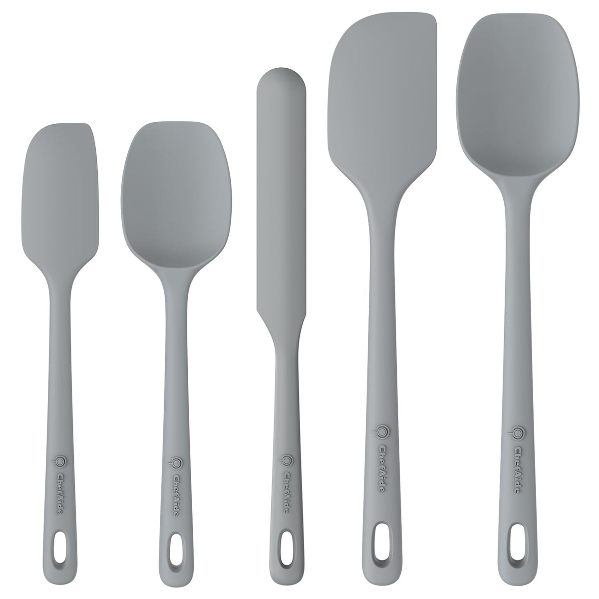 5 Pieces Silicone Spatula Set, Food Grade Rubber Spatula, Upgrade Strong Handle with Ergonomic Grip, Heat Resistant Up to 600°F for Nonstick Cookware, Cooking