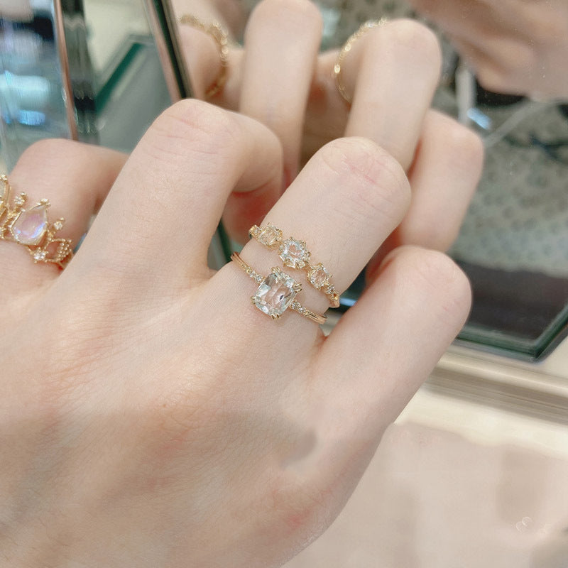 Crystal ring niche simple cold wind