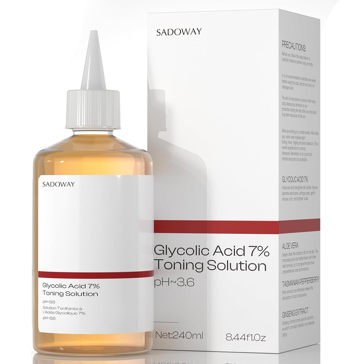 Glycolic Acid Toner: 240ml Glycolic Acid 7% Exfoliating Toner Toning Solution Which Soothes and Hydrates Skin