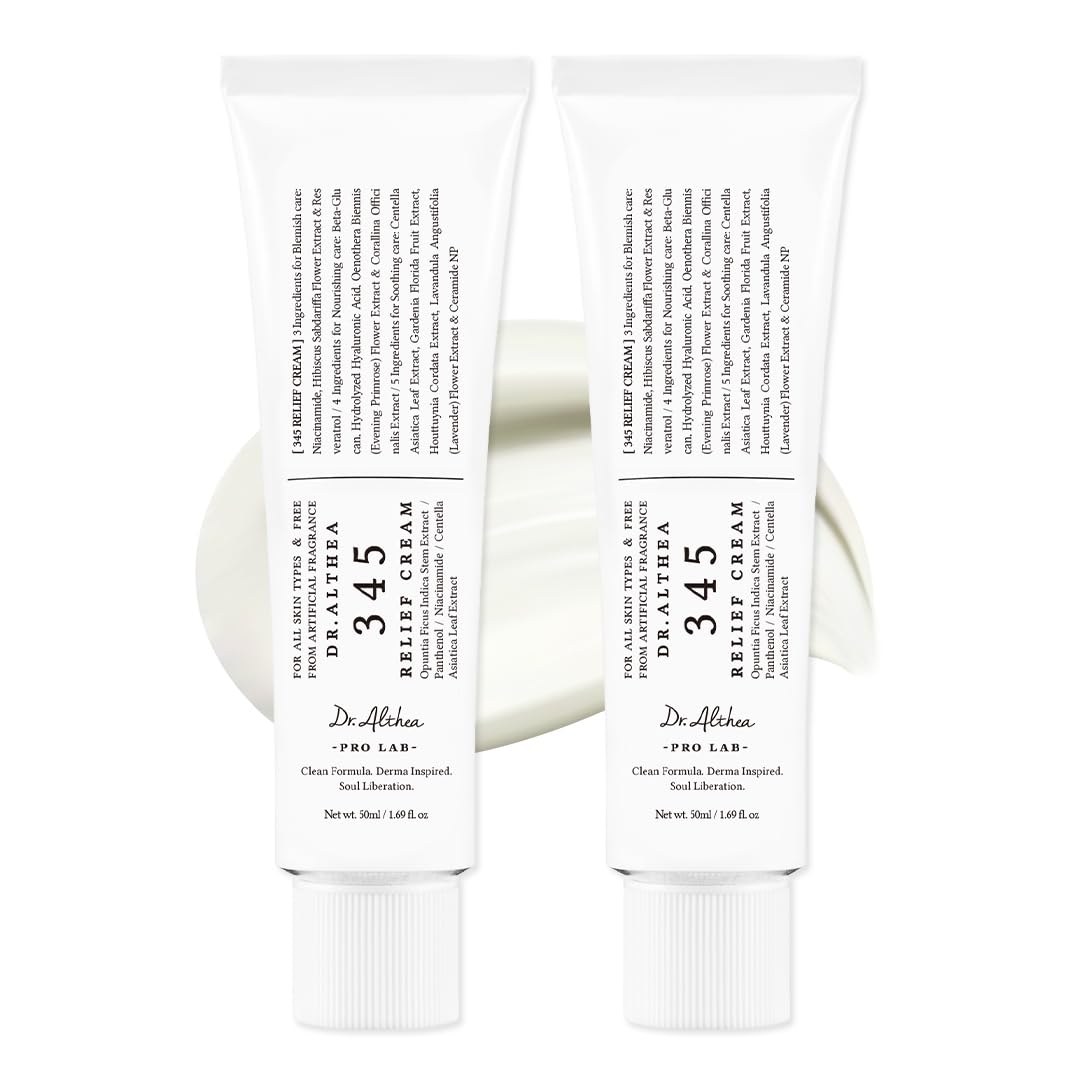 Dr.Althea 345 Relief Cream | Daily Face Moisturizer for Soothing Recovery and Blemish Care with PDRN & Niacinamide | Korean Vegan Skin Care for All Skin Types, 1.69 Fl Oz (Ver.2 - Pack of 1)