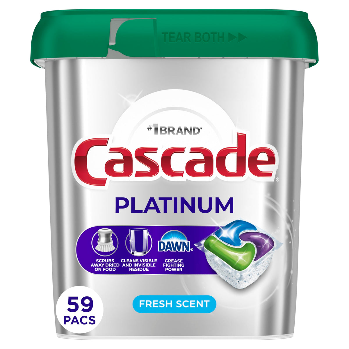 Cascade Platinum Dishwasher Pods, Dishwasher Detergent, Dish Detergent Soap, Fresh, 71 count