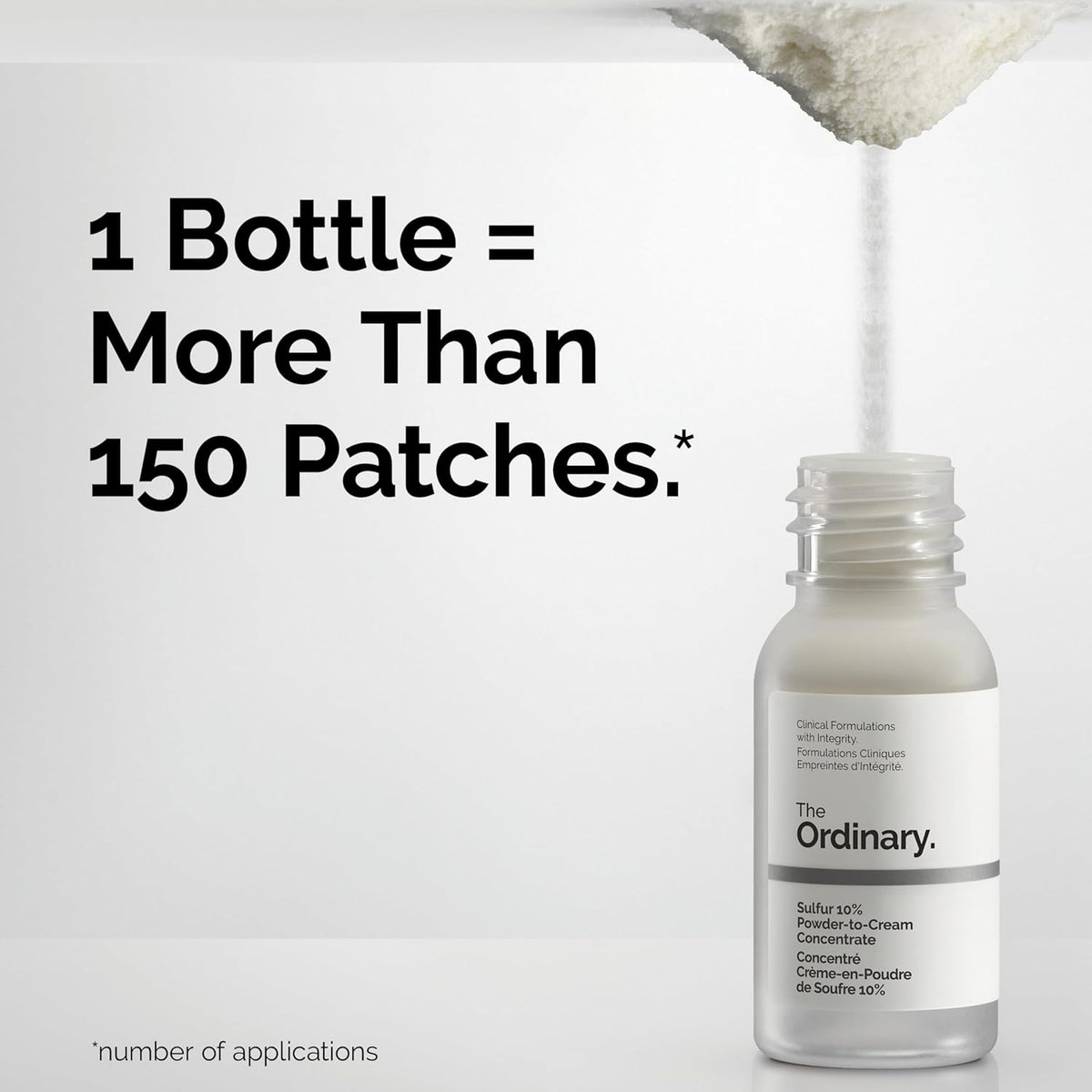 The Ordinary Sulfur 10% Powder-to-Cream Acne Spot Treatment Concentrate, Reduces Pimple Size and Zit Redness, 0.18 Oz