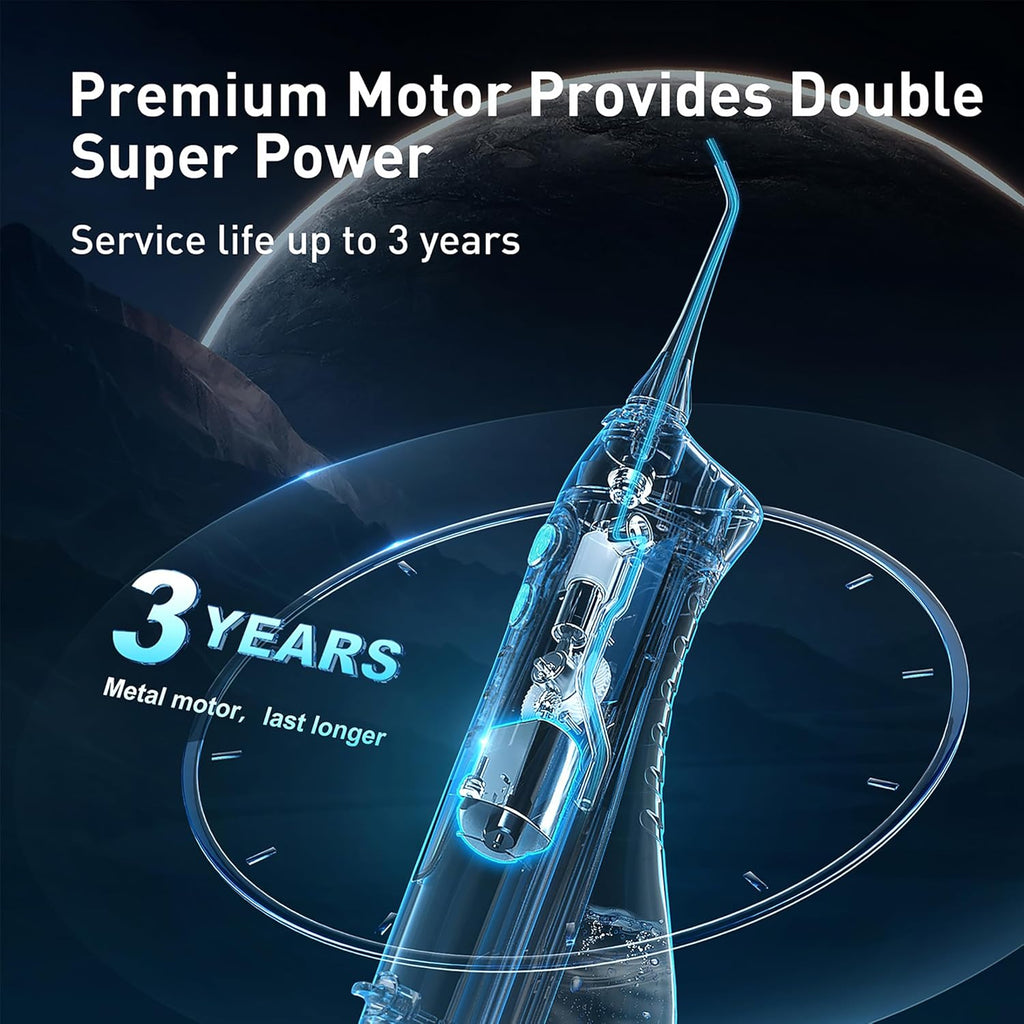 COSLUS Water Dental Flosser Teeth Pick: Portable Cordless Oral Irrigator 300ML Rechargeable Travel Irrigation Cleaner IPX7 Waterproof Electric Flossing Machine for Teeth Cleaning C20(F5020E)