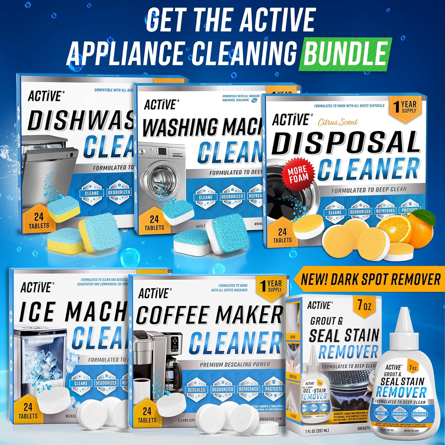 ACTIVE Mold Stain Remover Gel Cleaner Heavy Duty Stain Cleaner for Front Loader Washing Machine Seal, Bathroom Grout, Shower, Caulk - Front Load Washer Cleaning Solution - 7 Fl Oz