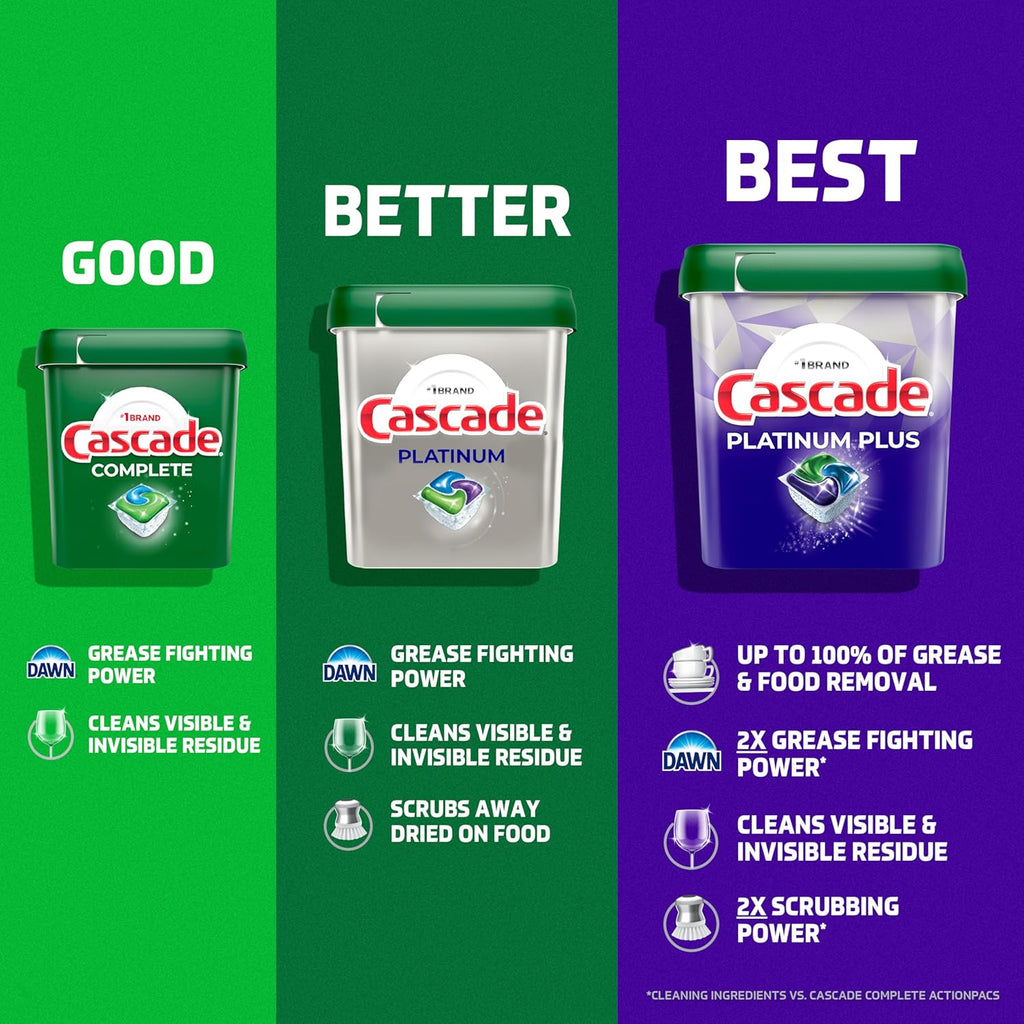 Cascade Platinum Dishwasher Pods, Dishwasher Detergent, Dish Detergent Soap, Fresh, 71 count