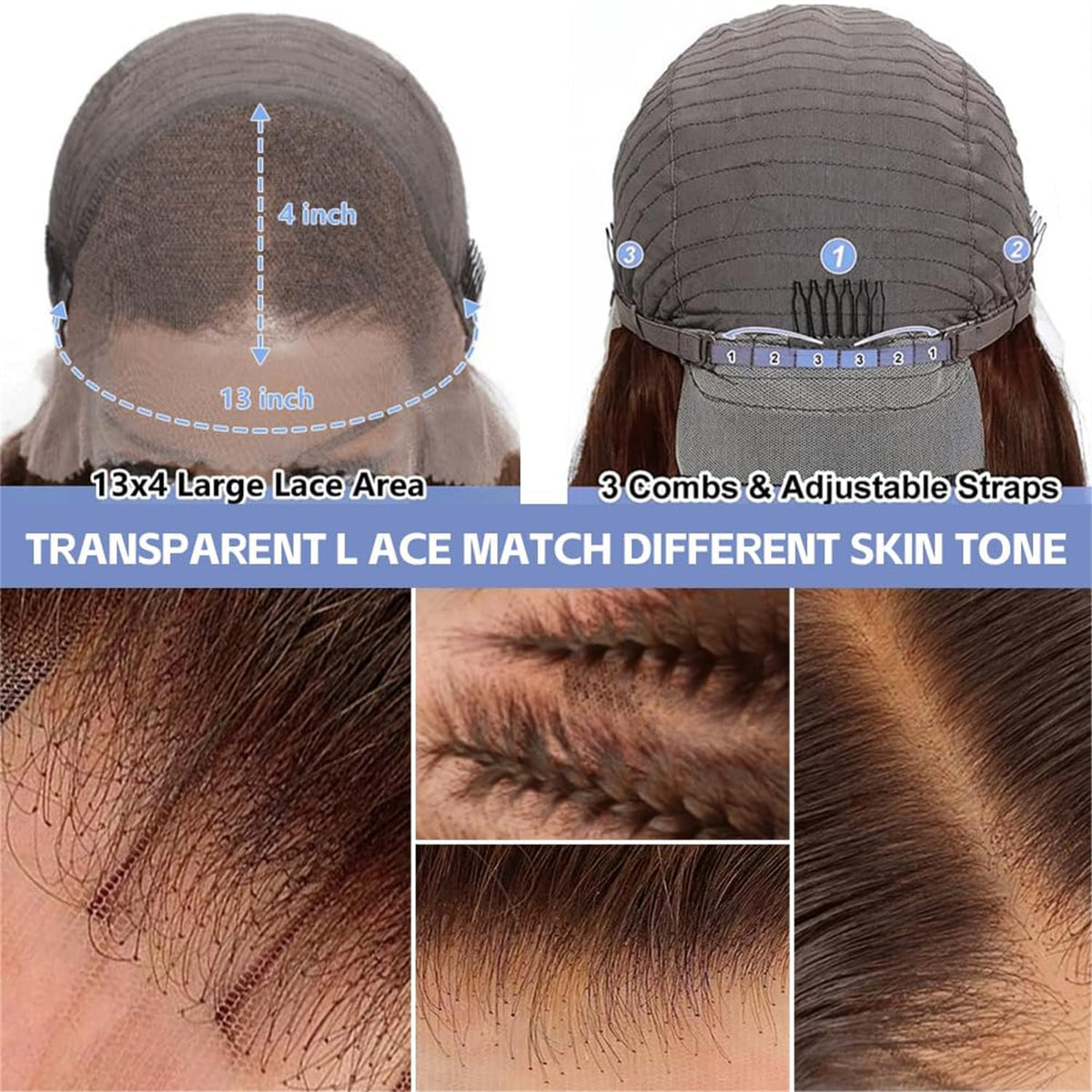 13x4 Lace Frontal Human Hair Wig Brown Body Wave Density