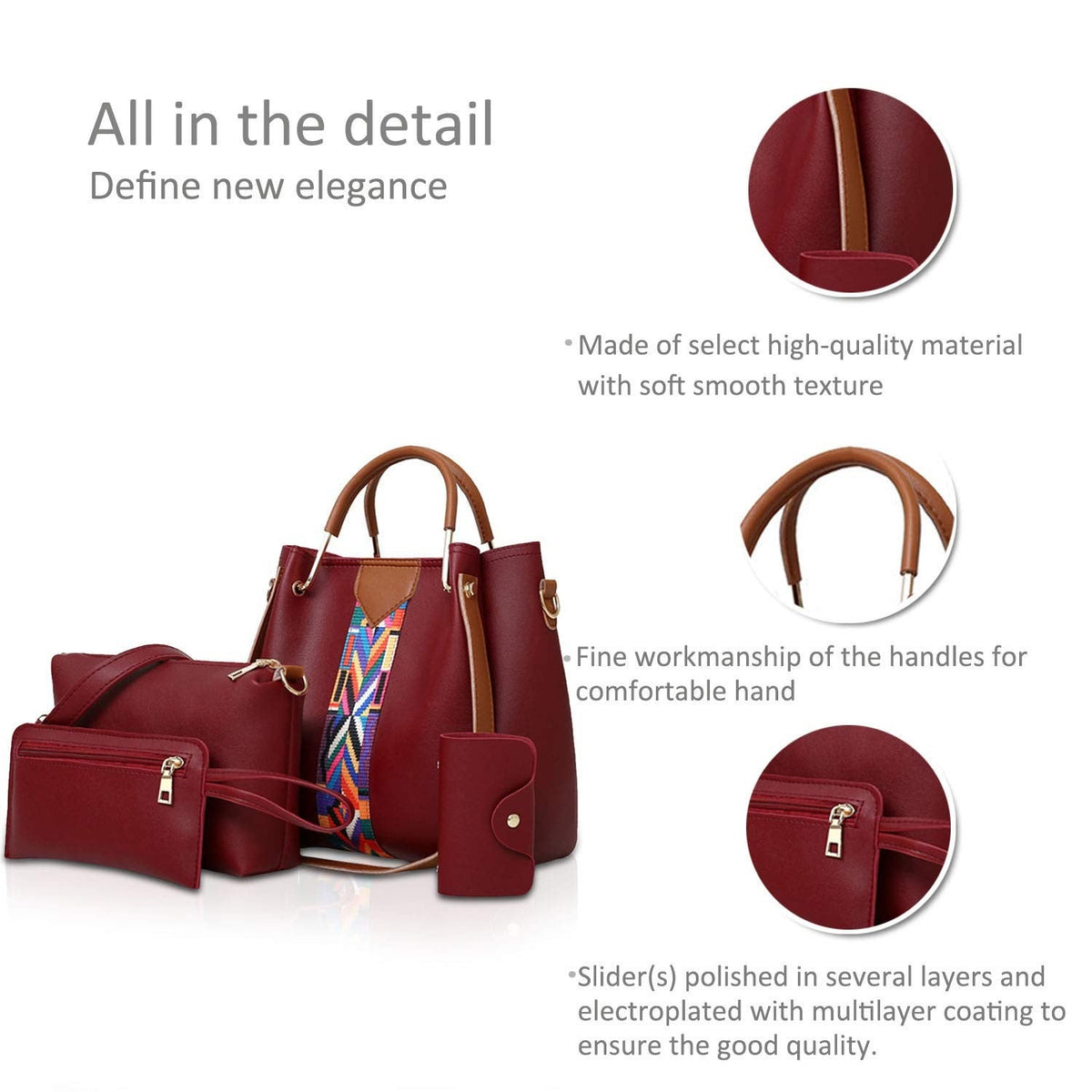 Women Handbags Shoulder Bags 4 Pcs Handbags For Ladies Top-Handles Crossbody Bags Purse Wallet